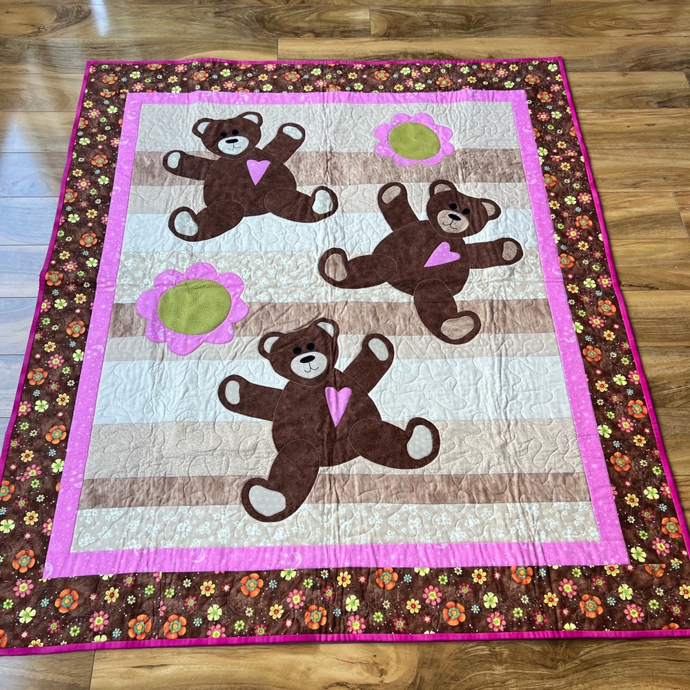 Teddy Bear Quilt baby Crib kids patchwork